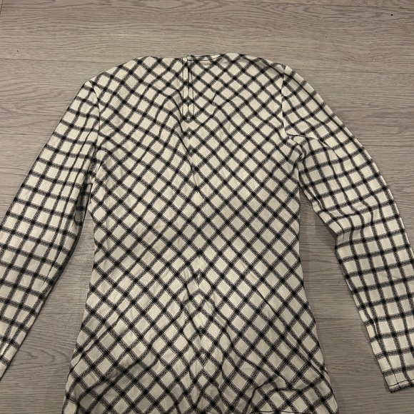 Derek Lam Asymmetric Ruched Wool Blend Crepe Check Top Size 0 - Picture 5 of 6
